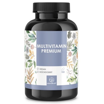 Multivitamin Premium Kapseln - 180 hochdosiert - NATURALKRAFT