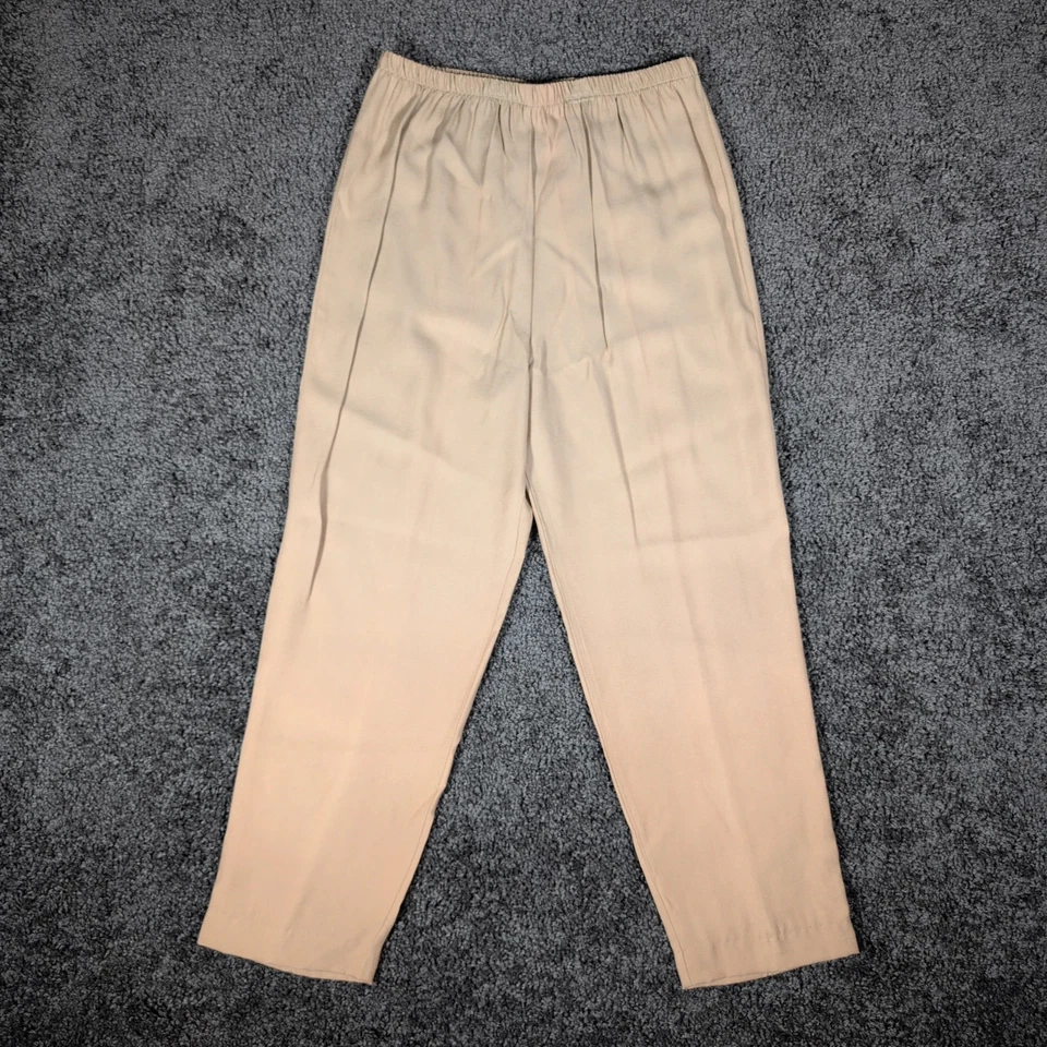 De colección T.R. Conjunto de 2 piezas blusa pantalones para mujer Bentley 14/12 beige floral rayas usado en excelente estado Foto 4 de 4