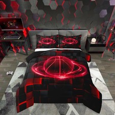 Basketball Queen Comforter Set for Boys Kids Teens Ultra Soft Microfiber Spor...