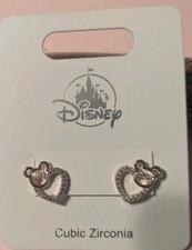 New Disney Parks Jeweled Mickey Heart Intertwined Earrings