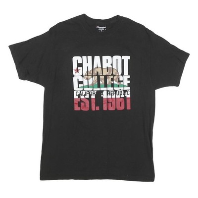 CHAMPION Herren Schwarz Chabot College Grafik T-Shirt L Kurzarm Rundhals