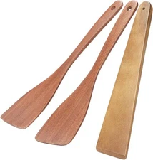 3Pcs Wooden Spatulas, 12inch Long Handle Flat Spatula Set