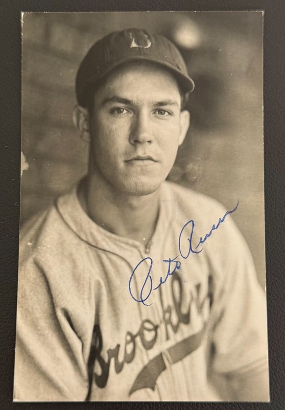 PETE REISER Autographed Signed Postcard Photo Brooklyn Dodgers Died 1981