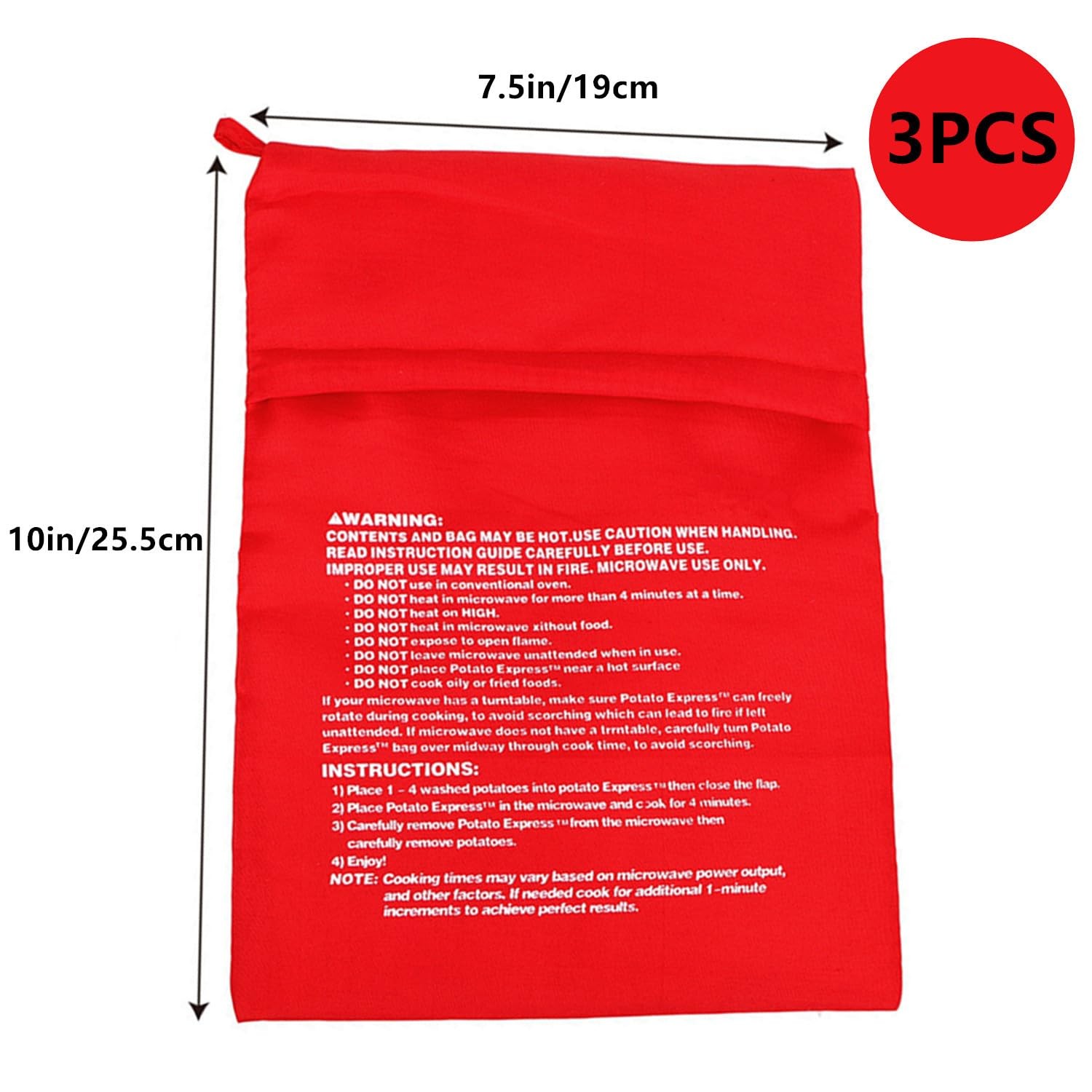 3 Pack Reusable Microwave Potato Bag Baking Pouch Potato Cooker Bags