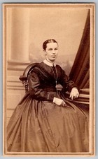 Antique CDV Circa 1860s Claflin Gorgeous Lady In Dress With Braids Worcester MA