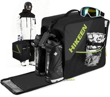 Ski Boot Bag, 40L Breathable Padded Snowboard Boot Bag with Helmet Compartment