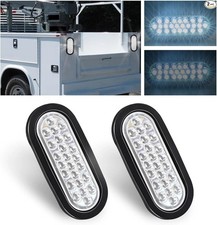 2pcs 6 Inch White 24 Led Oval Reverse Backup Turn Tail White Lightclear Lens