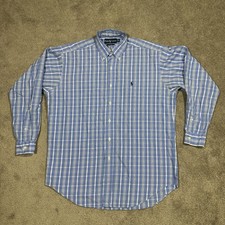 Ralph Lauren Shirt Mens Medium Blue Plaid Blake Pony Button Down Long Sleeve