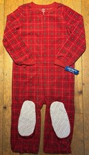 NWT Carters Boys Girls Fleece Footed Sleeper Pajamas Xmas red plaid u pick sz