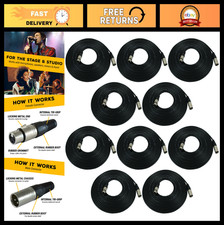 25ft XLR Male to Female Microphone Cables - 10 Pack Balanced Patch Cords