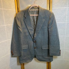 VTG McQuade's Vintage Mens Blue Herringbone Wool Tweed Blazer Sport Coat USA
