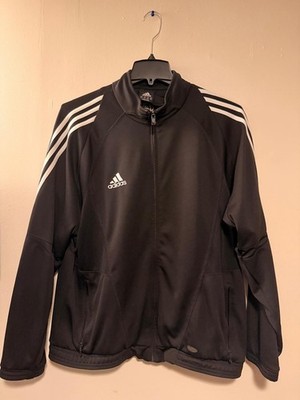 Y2K Adidas Mens Black 3-Stripe Full Zip Track Jacket Size L Athletic