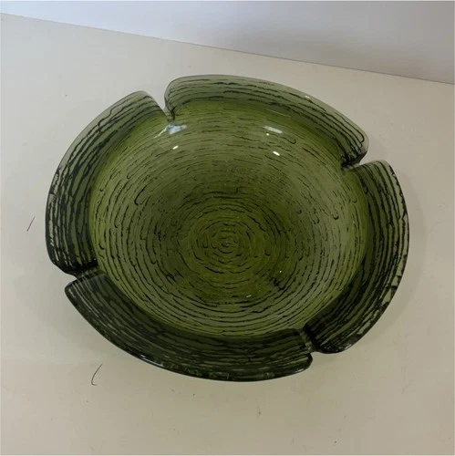 vintage Anchor Hocking soreno pattern  green glass ashtray