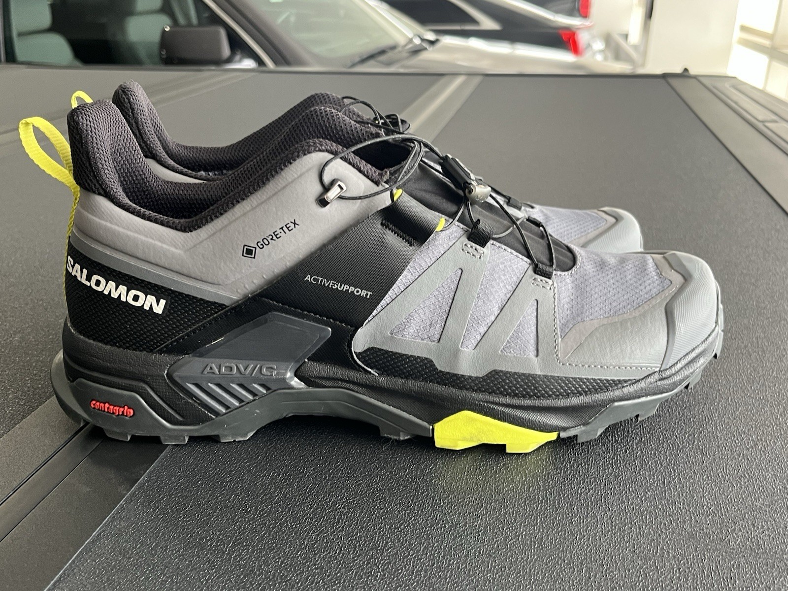 Scarpe Salomon X Ultra 4 GTX Uomo Taglia 11 Nero Grigio Giallo Gore Tex Escursionismo Trail