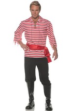 Brand New Striped Pirate Buccaneer Adult Costume Red 