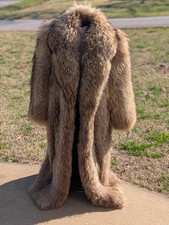 Vintage Full Length Real Finnish Raccoon Coat Fully Lined Sz. 12