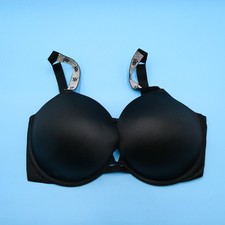 Victorias Secret Push Up Bra 36DDD Black Very Sexy Lingerie Padded Bling Straps
