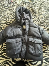 Zara Black Puffer Coat With Hood Infant 9-12 Months
