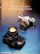 Original 1976 Vintage Print Ad: Olympus OM-1  OM-2 Interesting Choice