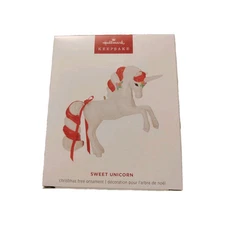Hallmark Keepsake 2024 Sweet Unicorn Candy Cane Color NIB Ornament