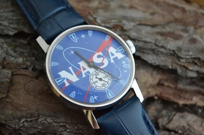 raketa Shturmanskie Aviator Soviet NASA Blue Dial Black Leather Strap Steel Men