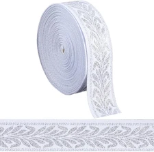 11 Yards X 1 Inch Silver  Ribbon Vintage Metallic Ethnic Boho Embroidered Trim R