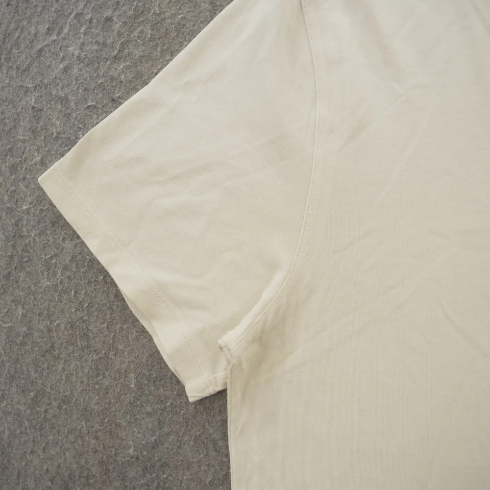 Camisa Teory Para Hombre Mediana Beige Cuello en V Manga Corta Pullover Camiseta Seda Algodón Foto 4 de 4
