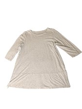 Pure Jill Pima Cotton Tunic Top Women Sz XL Light Gray 3/4 Sleeve Side Slits