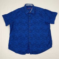 Robert Graham Shirt Mens 3XL Blue Paisley Button Up Summer Casual Preppy Retro