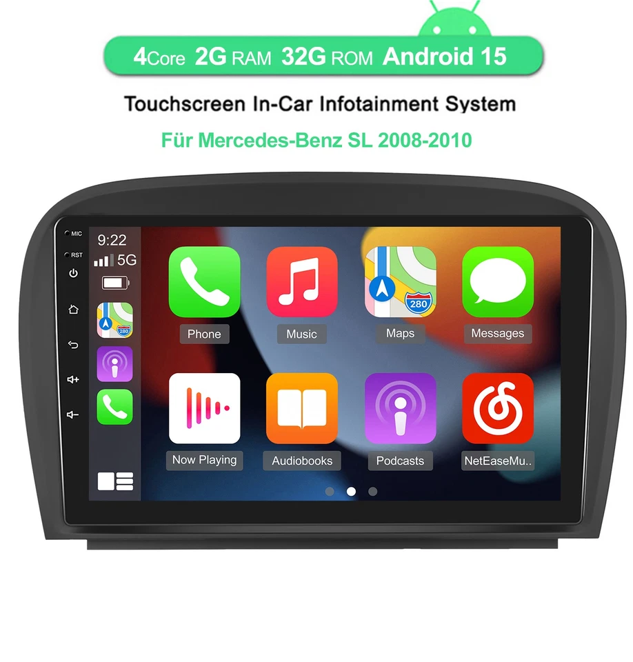 DAB+ Android 15 Autoradio GPS Navi CarPlay Für Mercedes Benz SL R230 SL350 SL500 - Bild 2 von 4
