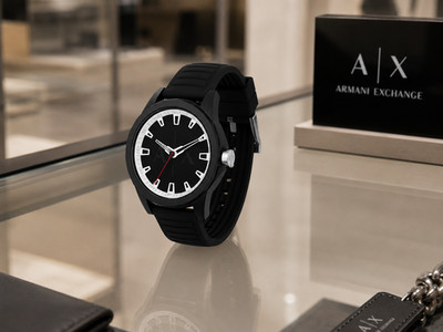 Armani Exchange Three Hand  Black Silicone  Black Dial 44MM Men's Watch AX2520