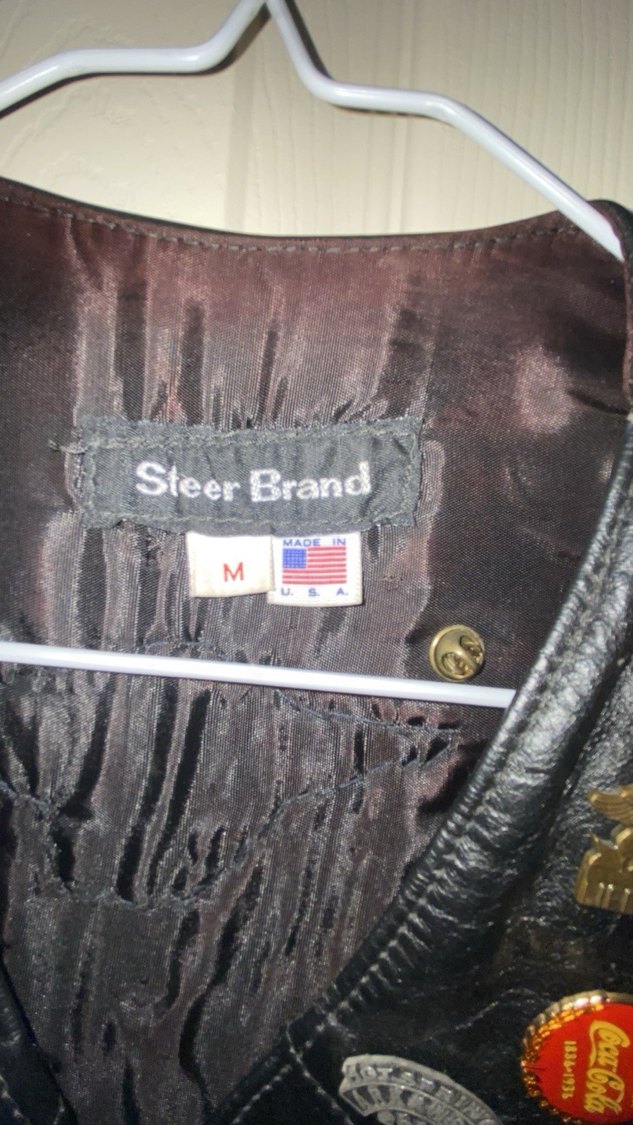 Leather Harley Vest Medium Pouches Pins