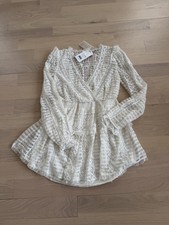 NWT LoveShackFancy Alonsa cream lace mini dress