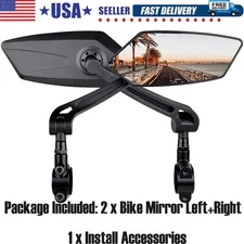 1 Pair Handlebar Mirrors Biking Bike Mirror Handlebar Mount Rotatable Rear View