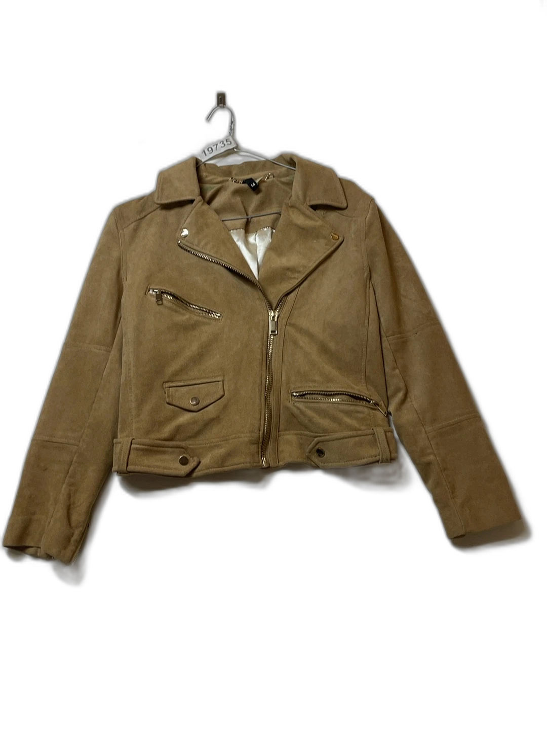 H&M Divided Beige Faux Suede Jacket size 10 Womens Casual Classic