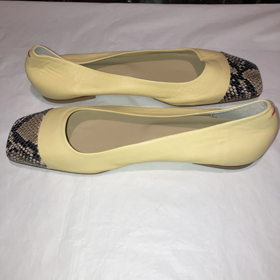 Zapatos planos de ballet de cuero y piel de serpiente Aeyde 37EU/US 6,5 amarillo mantequilla nuevos sin caja Foto 2 de 4