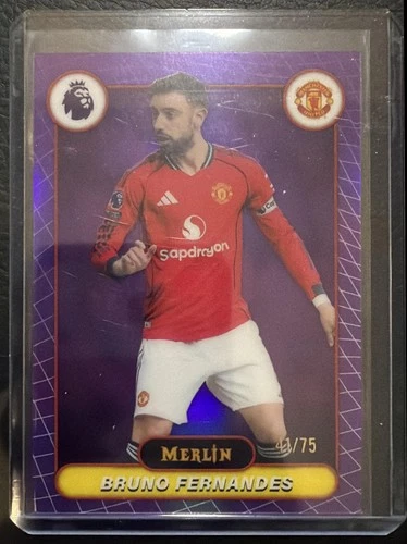 2026 Topps Merlin Premier League Bruno Fernandes Purple Refractor /75 #134 Man U