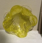 Vintage KREISS Yellow Controlled Bubble Murano Style Art Glass Bowl
