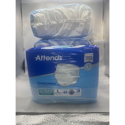 Attends Adult Underwear Ultimate Absorbency 18ct Size L 44''-58'' - 4 Packs