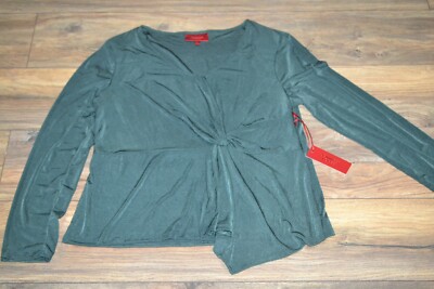 Jennifer Lopez Long Sleeve Twist Front Top Evening Pine Casual or Career Shirt 