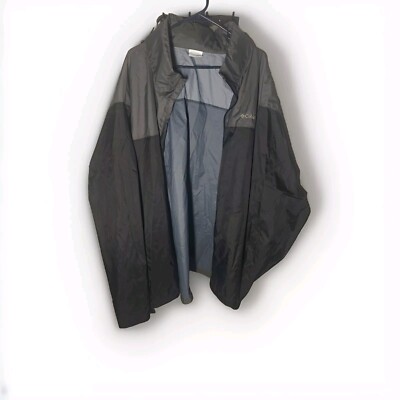 MENS Columbia Packable Water Proof Rain Jacket 6X Black Gray  Omni Shield NWT