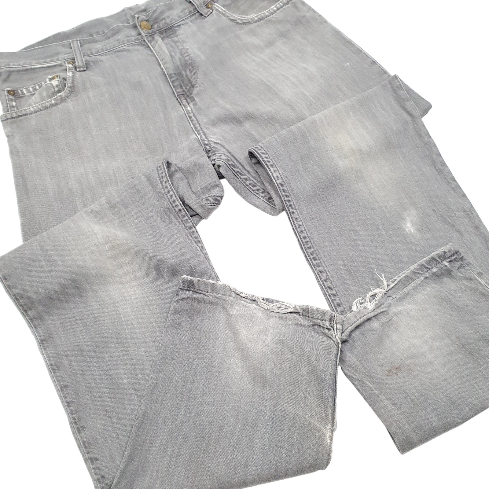CARHARTT Jeans Slim Fit Grey Denim Trousers Straight WIP Pant W36 L34 image 4