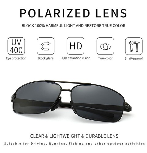 Ultra Lightweight Rectangular Polarized Sunglasses UV400 Protection Outdoor - Picture 4 of 13