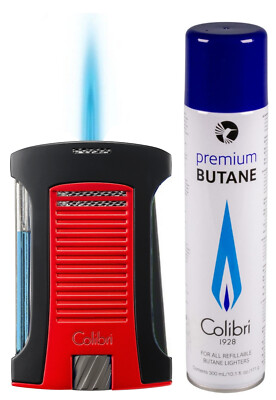 Colibri Daytona II rot metallic schwarz Zigarren Feuerzeug mit Jetflamme + Gas