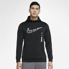 NEW MEN  S NIKE THERMA-FIT PULLOVER HOODIE SWEATSHIRT  IN BLACK AND WHITE
