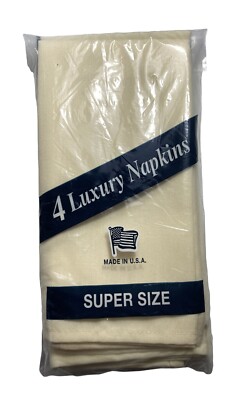 Vintage Ostrow Textile Set of 4 Luxury 20'' x 20'' Napkins Buttercream Ivory New