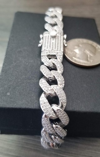 Kubanisches Gliederarmband 925 Silber CZ Esclava de Plata 925 28,7 g 9" 11,5 mm - Bild 8 von 10