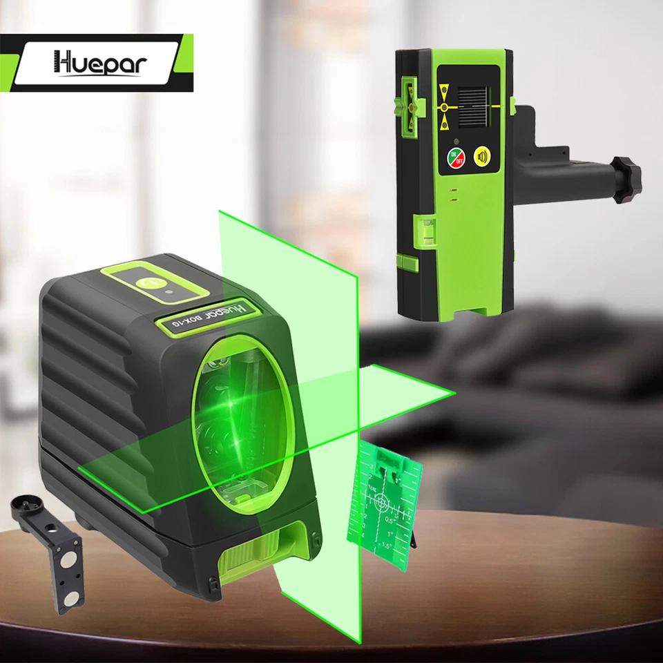 Huepar 2LINES Linienlaser Kreuzlinienlaser Selbstnivellierung + Laserempfänger