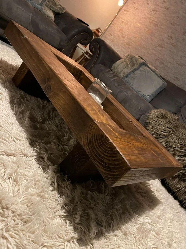 Rustic handmade solid wood sleeper coffee table Xtra Large Xtra wide version  - Image 4 of 4