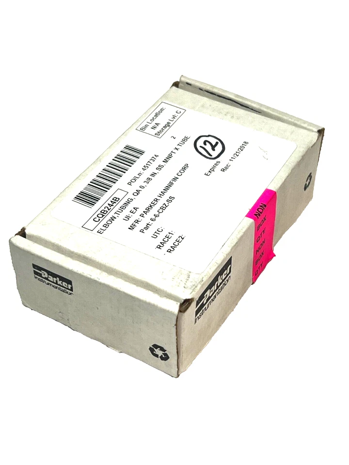 Lot of 12x PARKER 6-6 CBZ-SS 3/8" CPI x MNPT 316 SS Male 90 Degree Elbow - Image 4 of 4